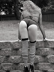 Super Sexy In Black & White Stockings